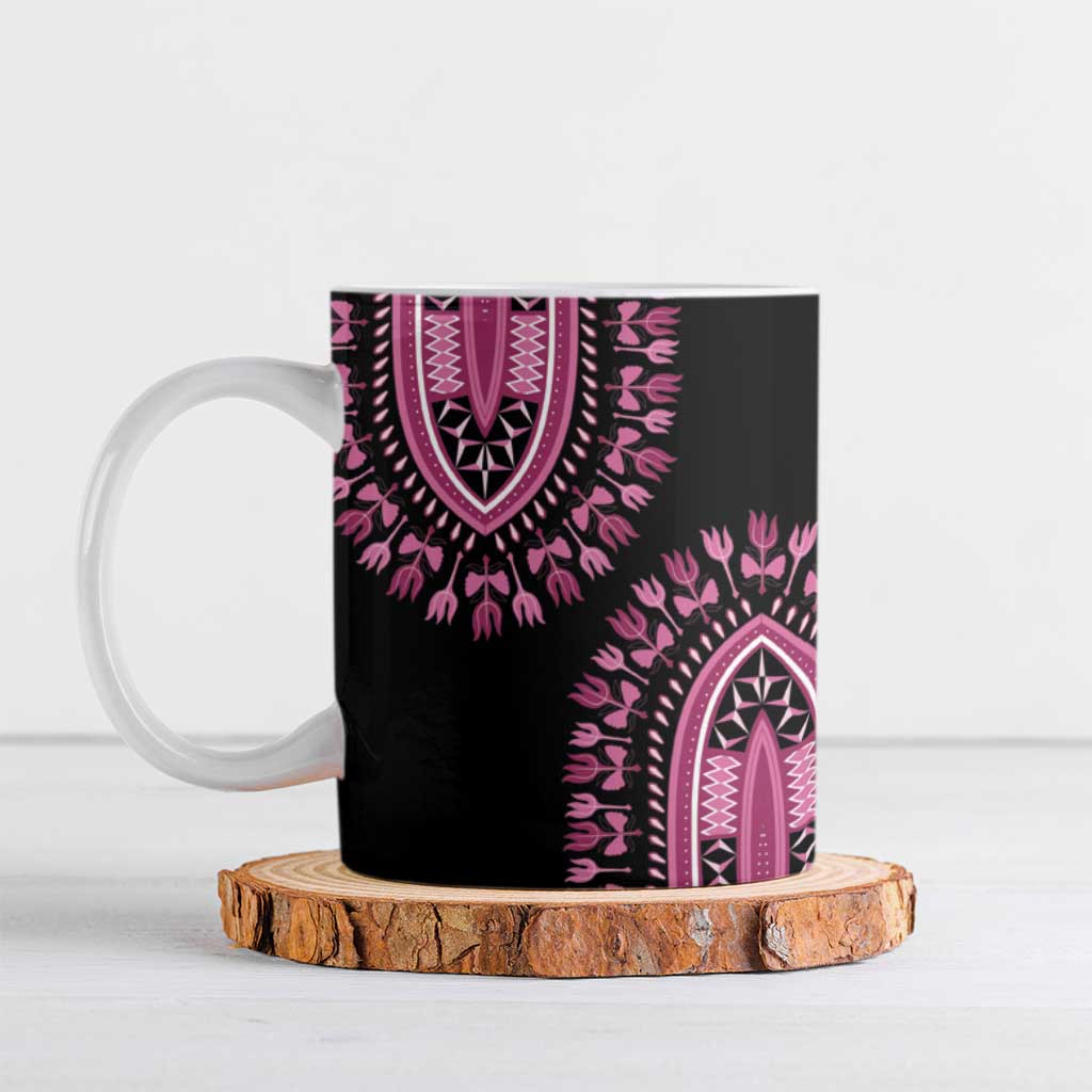 Breast Cancer Awareness Pink Ribbon Ceramic Mug Dashiki Style - Wonder Print Shop