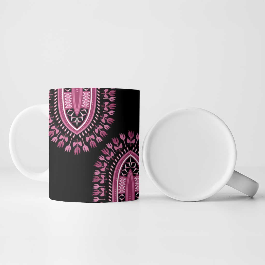 Breast Cancer Awareness Pink Ribbon Ceramic Mug Dashiki Style - Wonder Print Shop