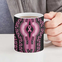 Breast Cancer Awareness Pink Ribbon Ceramic Mug Dashiki Style - Wonder Print Shop