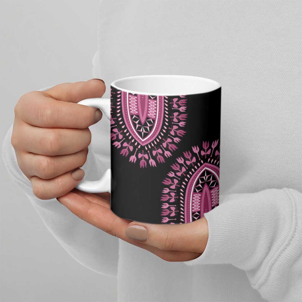 Breast Cancer Awareness Pink Ribbon Ceramic Mug Dashiki Style - Wonder Print Shop