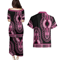 Breast Cancer Awareness Pink Ribbon Couples Matching Puletasi and Hawaiian Shirt Dashiki Style - Wonder Print Shop