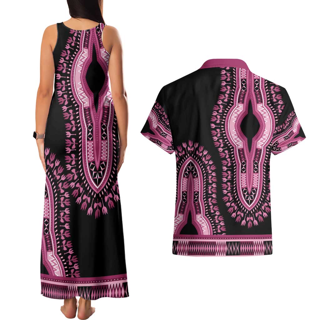 Breast Cancer Awareness Pink Ribbon Couples Matching Tank Maxi Dress and Hawaiian Shirt Dashiki Style - Wonder Print Shop