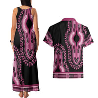 Breast Cancer Awareness Pink Ribbon Couples Matching Tank Maxi Dress and Hawaiian Shirt Dashiki Style - Wonder Print Shop