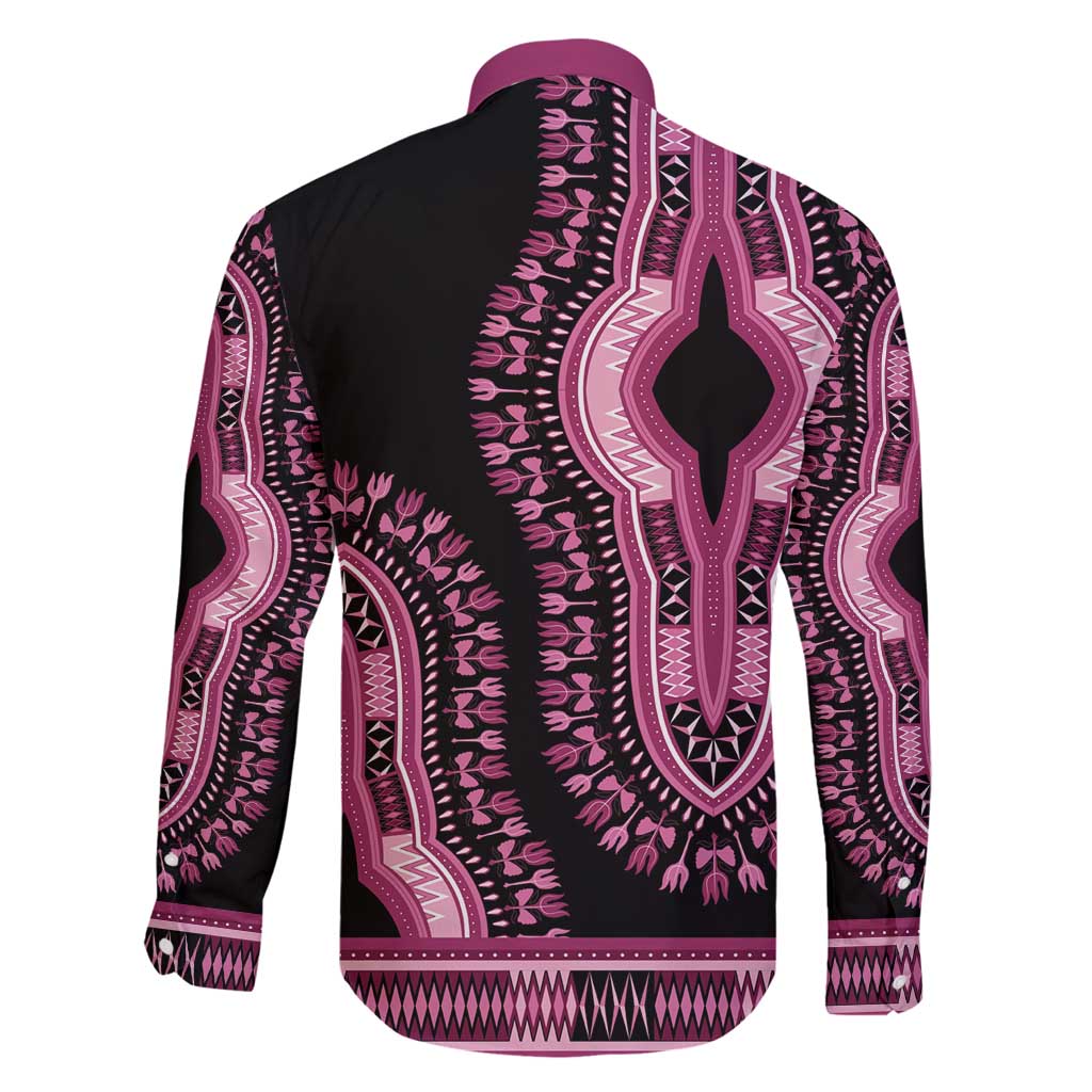 Breast Cancer Awareness Pink Ribbon Family Matching Long Sleeve Bodycon Dress and Hawaiian Shirt Dashiki Style - Wonder Print Shop