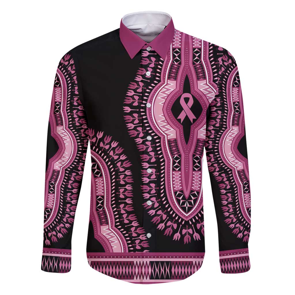 Breast Cancer Awareness Pink Ribbon Family Matching Off Shoulder Maxi Dress and Hawaiian Shirt Dashiki Style - Wonder Print Shop