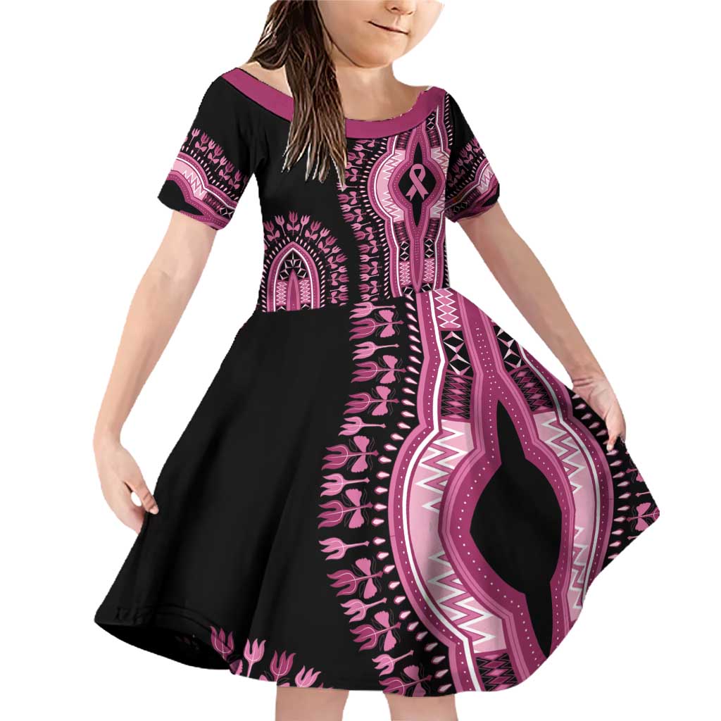 Breast Cancer Awareness Pink Ribbon Family Matching Off Shoulder Short Dress and Hawaiian Shirt Dashiki Style - Wonder Print Shop