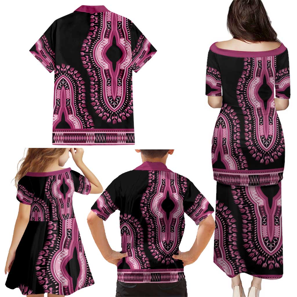 Breast Cancer Awareness Pink Ribbon Family Matching Puletasi and Hawaiian Shirt Dashiki Style - Wonder Print Shop
