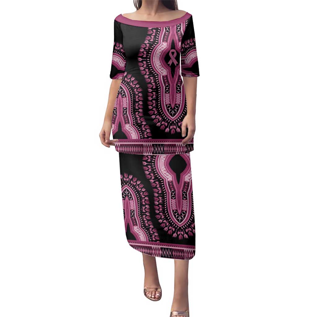 Breast Cancer Awareness Pink Ribbon Family Matching Puletasi and Hawaiian Shirt Dashiki Style - Wonder Print Shop