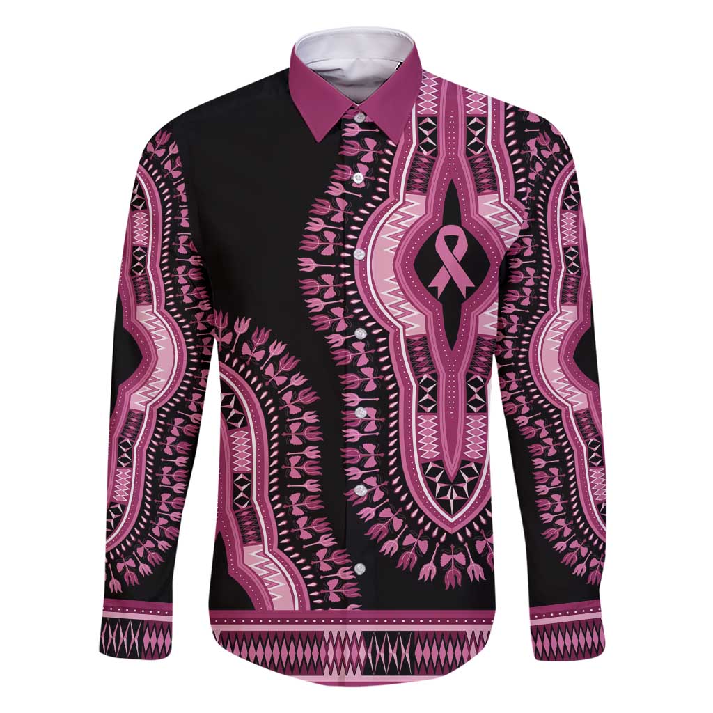 Breast Cancer Awareness Pink Ribbon Family Matching Short Sleeve Bodycon Dress and Hawaiian Shirt Dashiki Style - Wonder Print Shop