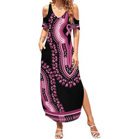 Breast Cancer Awareness Pink Ribbon Family Matching Summer Maxi Dress and Hawaiian Shirt Dashiki Style - Wonder Print Shop