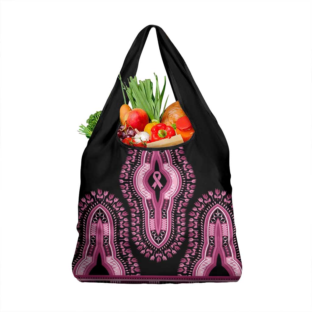 Breast Cancer Awareness Pink Ribbon Grocery Bag Dashiki Style - Wonder Print Shop