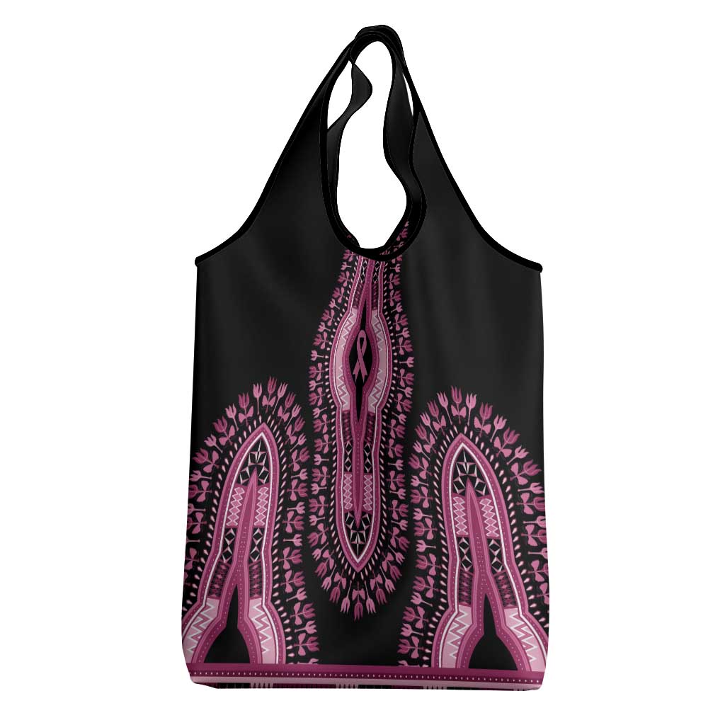 Breast Cancer Awareness Pink Ribbon Grocery Bag Dashiki Style - Wonder Print Shop
