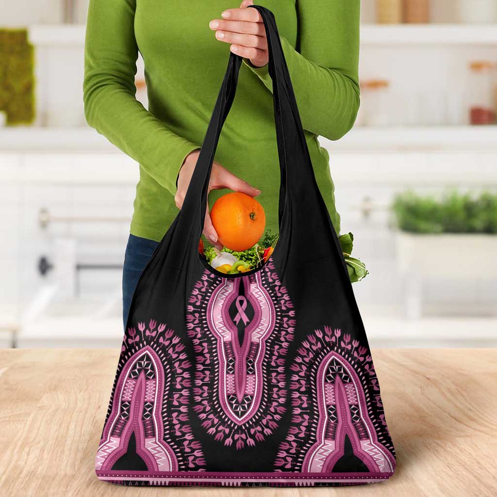 Breast Cancer Awareness Pink Ribbon Grocery Bag Dashiki Style - Wonder Print Shop