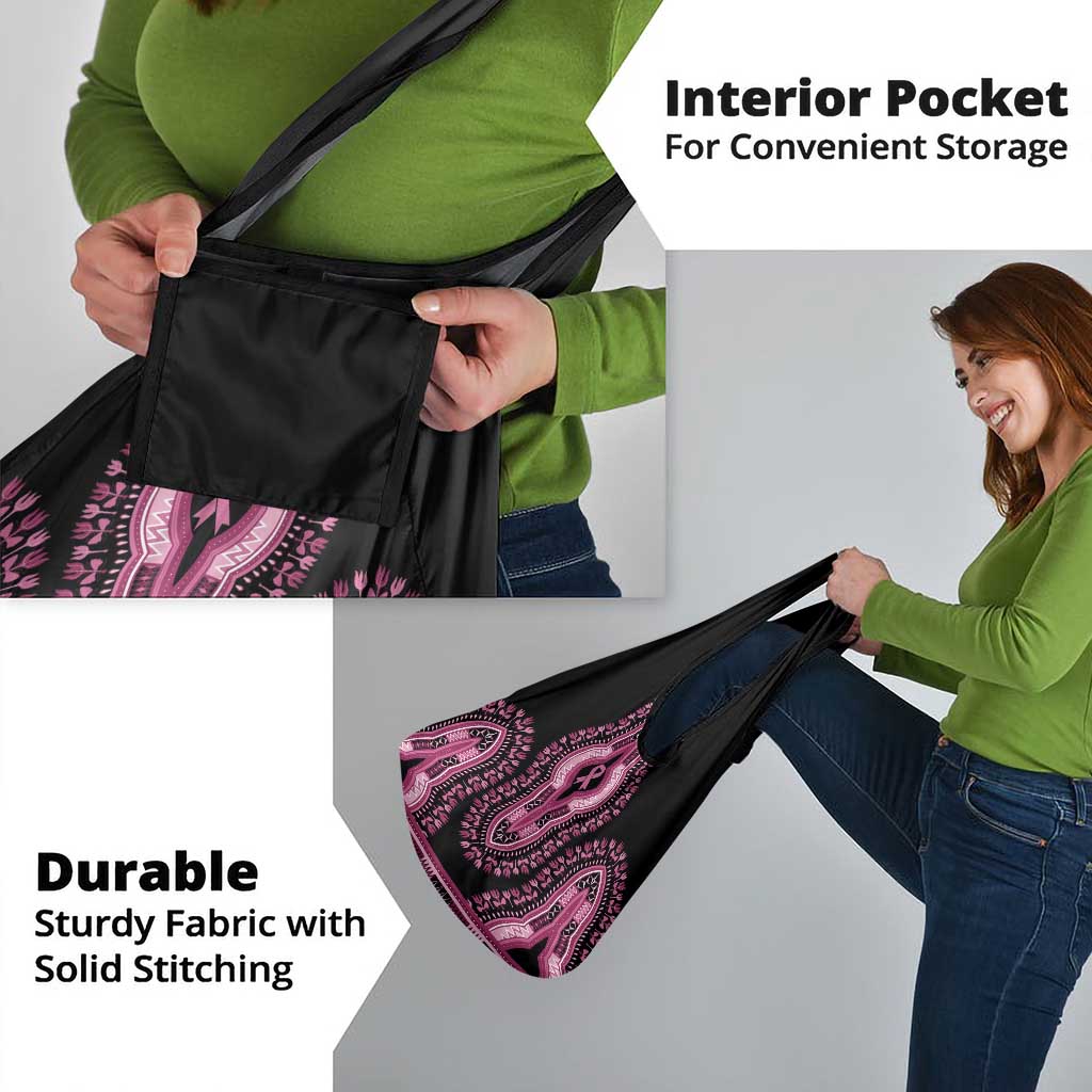 Breast Cancer Awareness Pink Ribbon Grocery Bag Dashiki Style - Wonder Print Shop