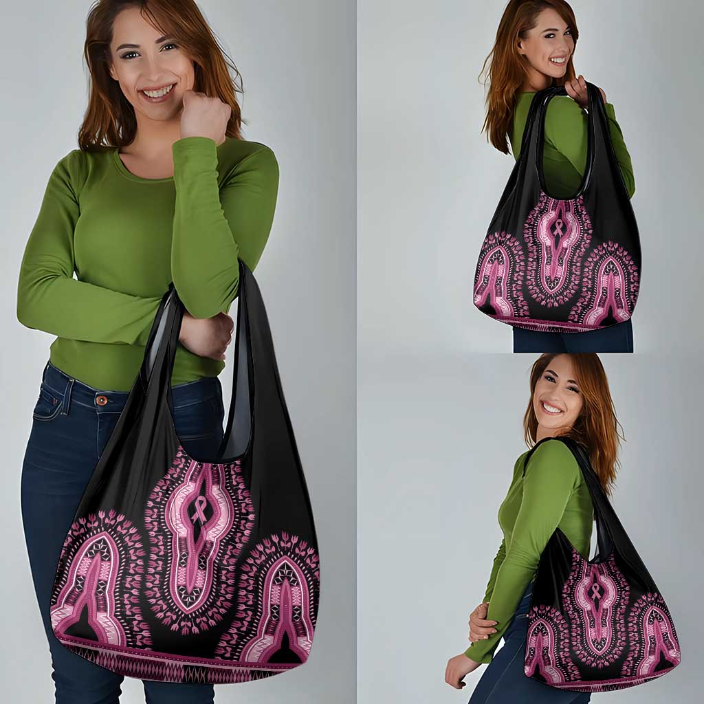 Breast Cancer Awareness Pink Ribbon Grocery Bag Dashiki Style - Wonder Print Shop