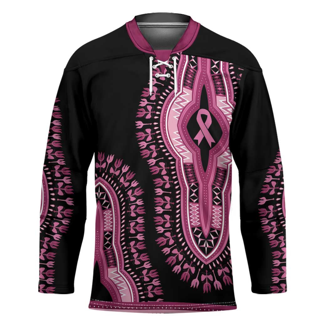Breast Cancer Awareness Pink Ribbon Hockey Jersey Dashiki Style - Wonder Print Shop