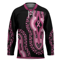 Breast Cancer Awareness Pink Ribbon Hockey Jersey Dashiki Style - Wonder Print Shop