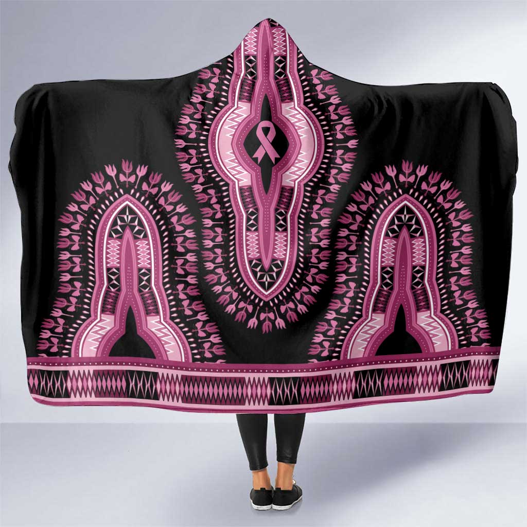 Breast Cancer Awareness Pink Ribbon Hooded Blanket Dashiki Style - Wonder Print Shop