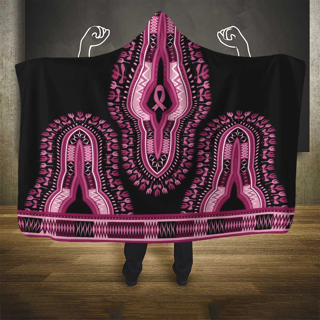 Breast Cancer Awareness Pink Ribbon Hooded Blanket Dashiki Style - Wonder Print Shop
