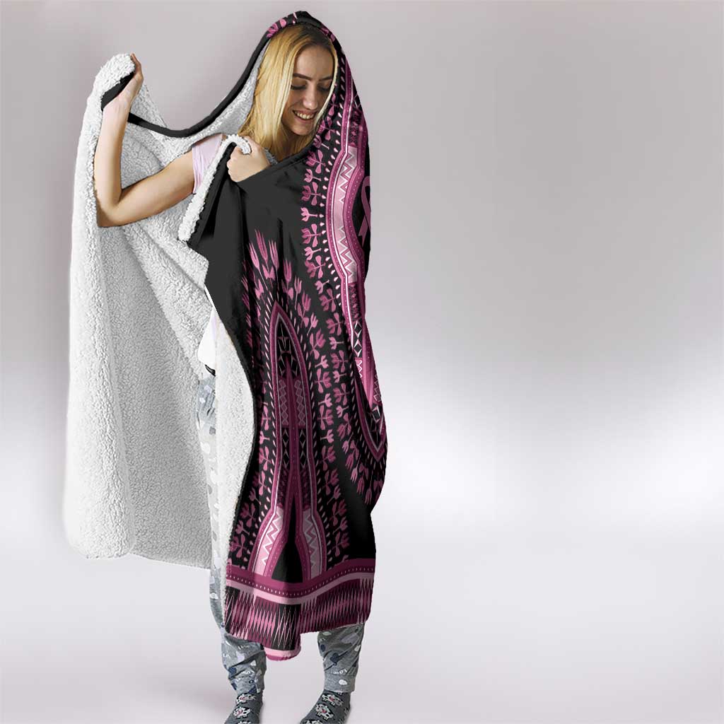 Breast Cancer Awareness Pink Ribbon Hooded Blanket Dashiki Style - Wonder Print Shop