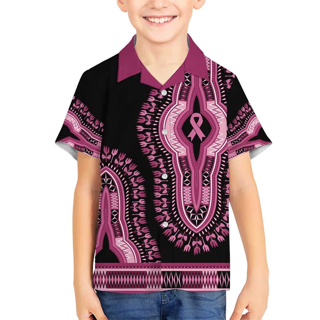 Breast Cancer Awareness Pink Ribbon Kid Hawaiian Shirt Dashiki Style - Wonder Print Shop