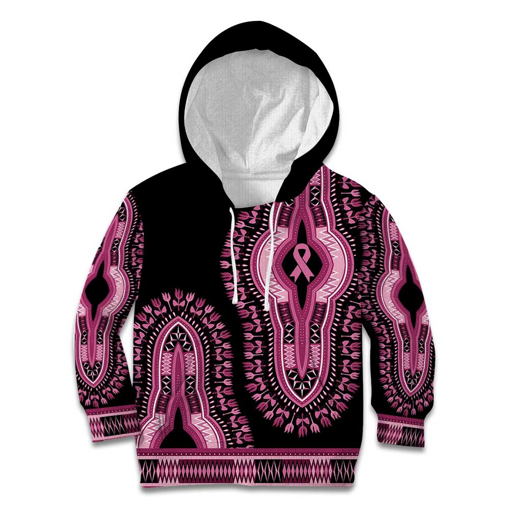 Breast Cancer Awareness Pink Ribbon Kid Hoodie Dashiki Style - Wonder Print Shop