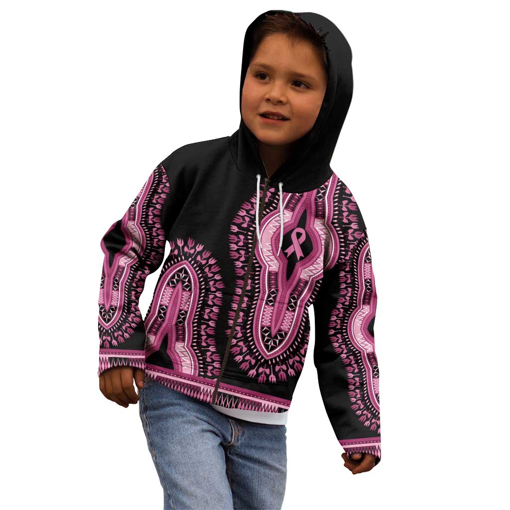 Breast Cancer Awareness Pink Ribbon Kid Hoodie Dashiki Style - Wonder Print Shop