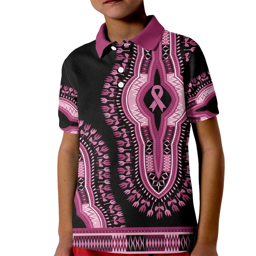 Breast Cancer Awareness Pink Ribbon Kid Polo Shirt Dashiki Style - Wonder Print Shop