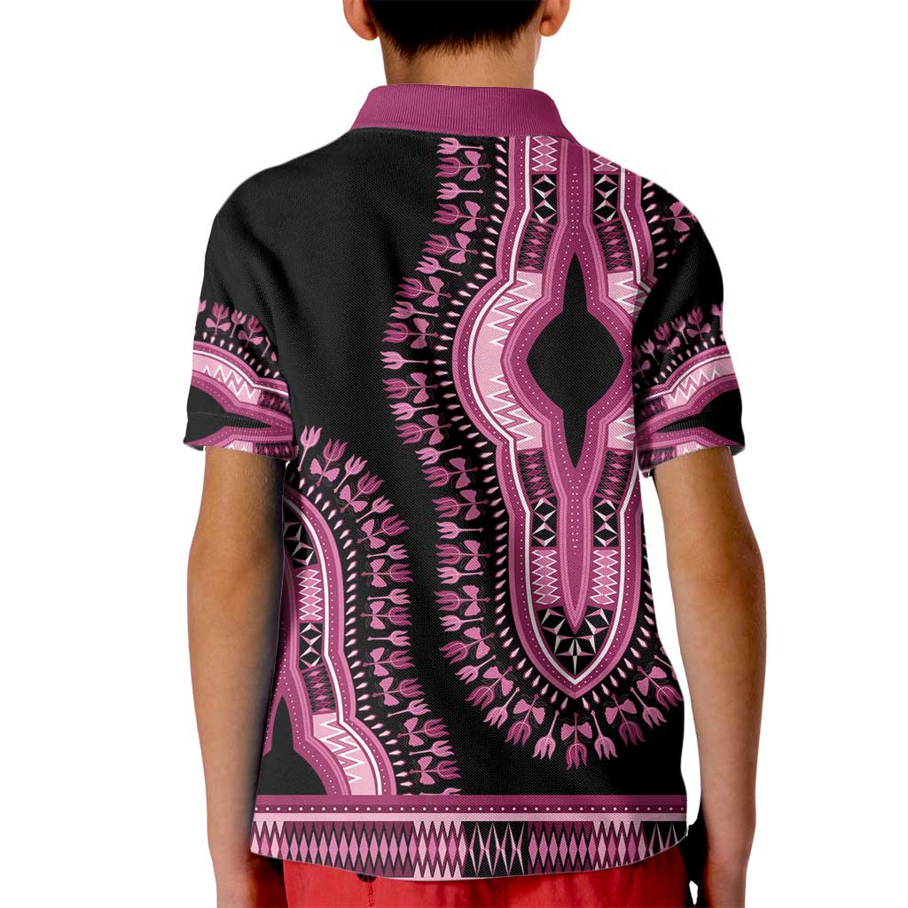 Breast Cancer Awareness Pink Ribbon Kid Polo Shirt Dashiki Style - Wonder Print Shop