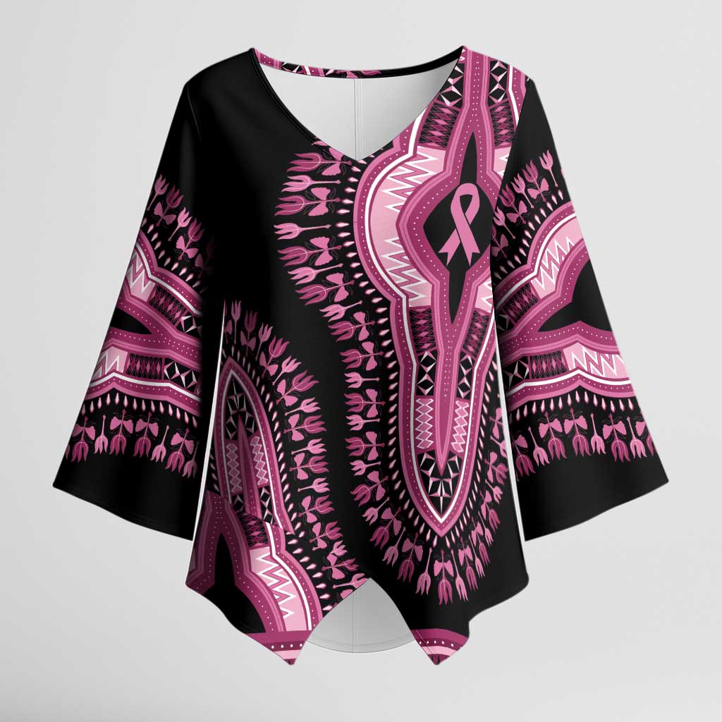 Breast Cancer Awareness Pink Ribbon Kimono Sleeve Blouse Dashiki Style - Wonder Print Shop