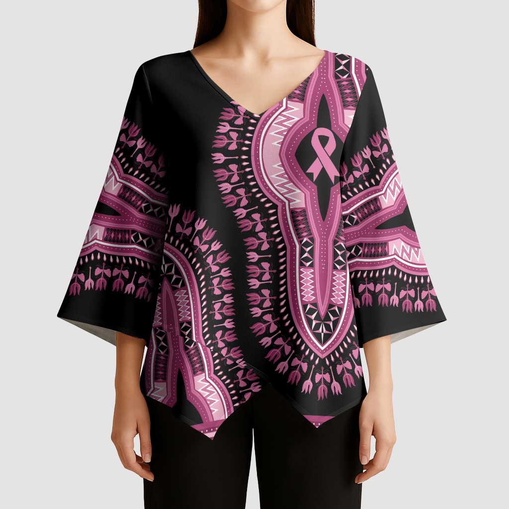 Breast Cancer Awareness Pink Ribbon Kimono Sleeve Blouse Dashiki Style - Wonder Print Shop