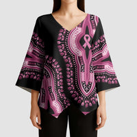 Breast Cancer Awareness Pink Ribbon Kimono Sleeve Blouse Dashiki Style - Wonder Print Shop