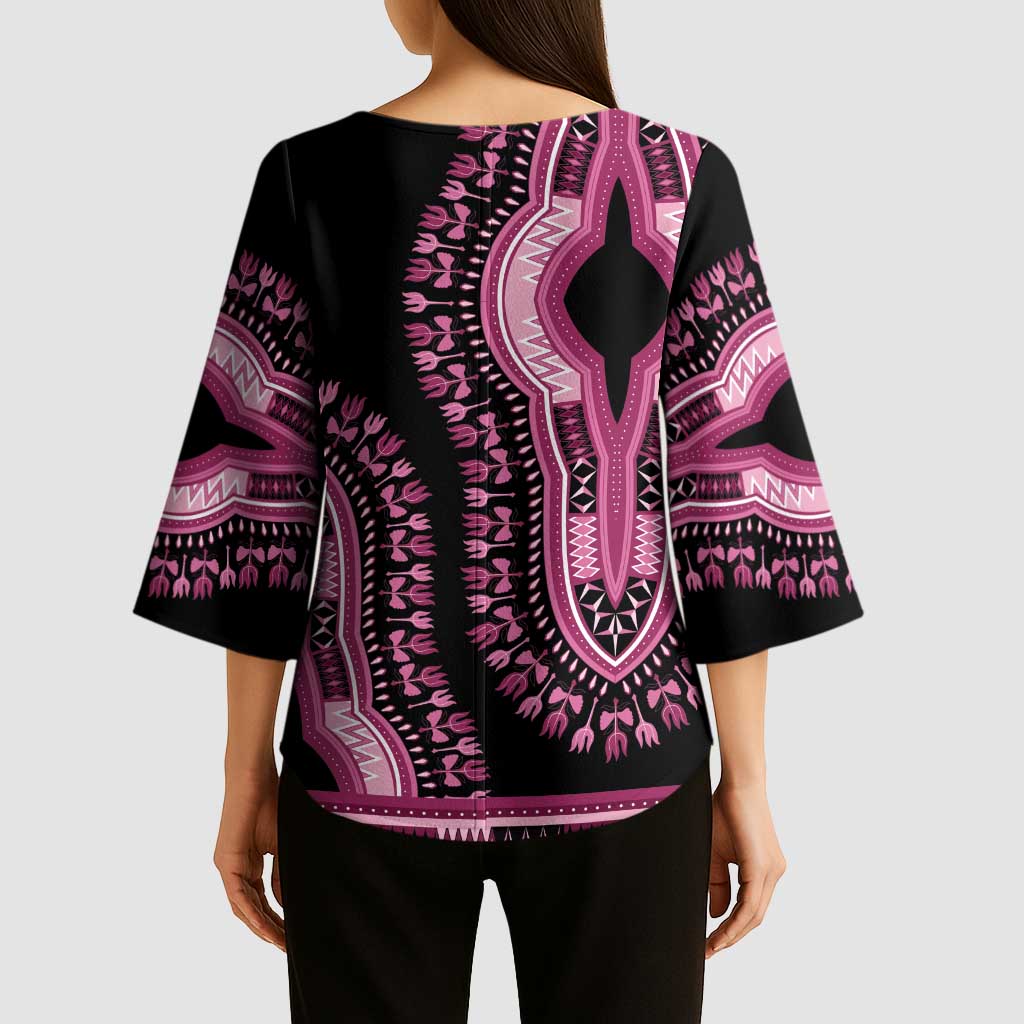 Breast Cancer Awareness Pink Ribbon Kimono Sleeve Blouse Dashiki Style - Wonder Print Shop