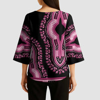 Breast Cancer Awareness Pink Ribbon Kimono Sleeve Blouse Dashiki Style - Wonder Print Shop
