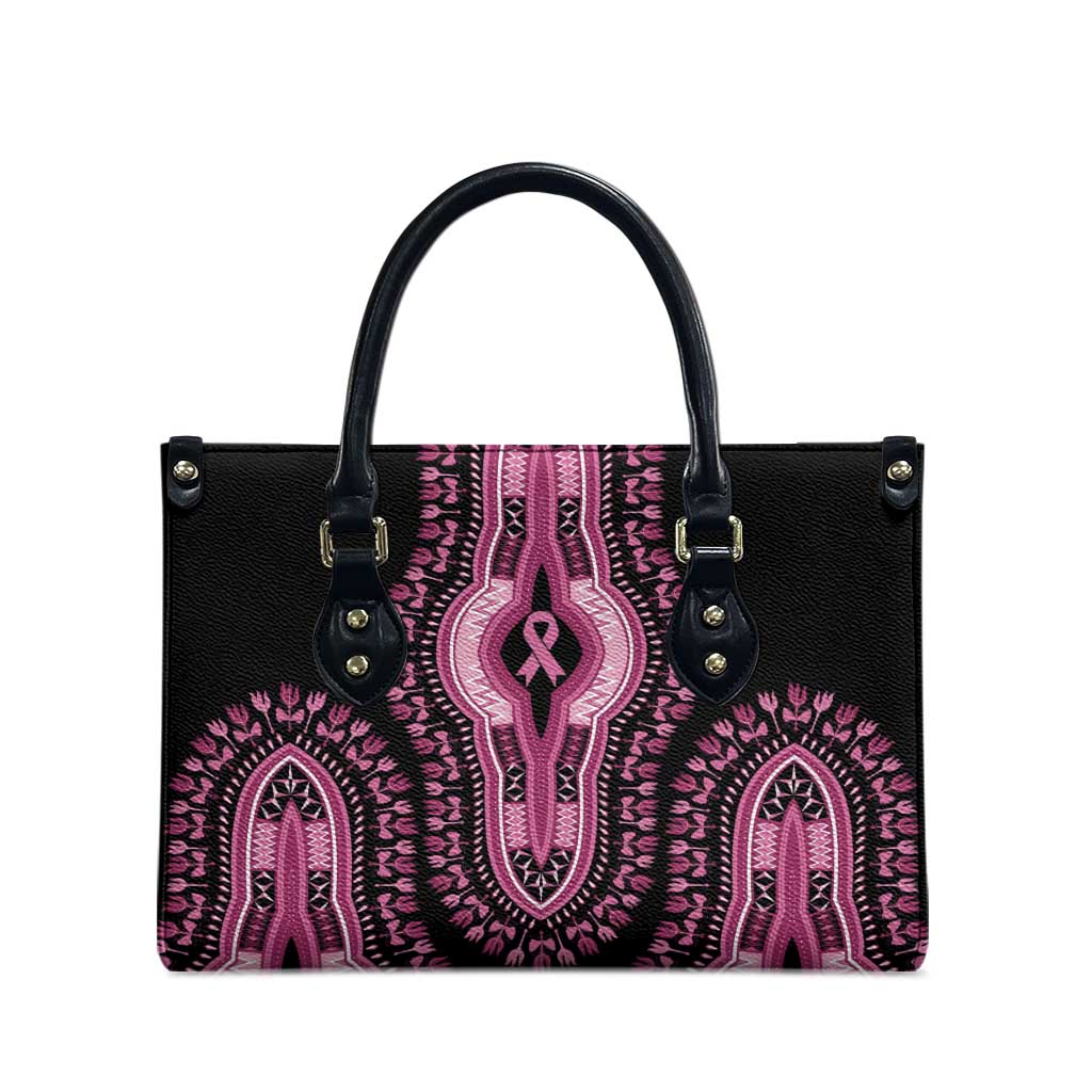 Breast Cancer Awareness Pink Ribbon Leather Bag Dashiki Style - Wonder Print Shop