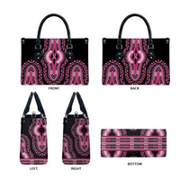 Breast Cancer Awareness Pink Ribbon Leather Bag Dashiki Style - Wonder Print Shop