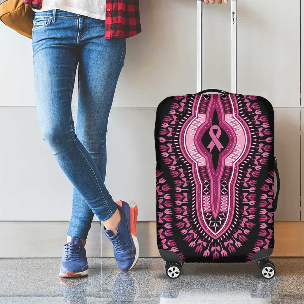 Breast Cancer Awareness Pink Ribbon Luggage Cover Dashiki Style - Wonder Print Shop