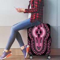 Breast Cancer Awareness Pink Ribbon Luggage Cover Dashiki Style - Wonder Print Shop