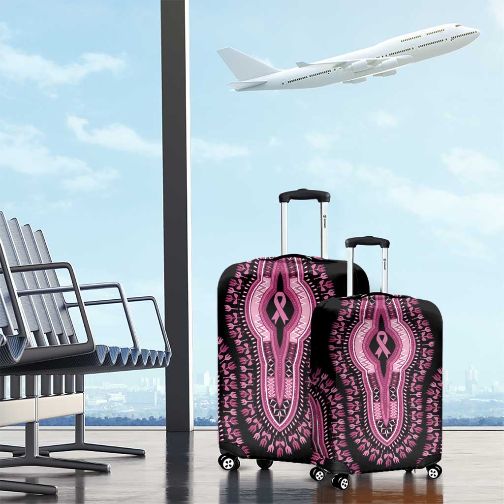 Breast Cancer Awareness Pink Ribbon Luggage Cover Dashiki Style - Wonder Print Shop