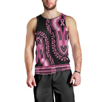 Breast Cancer Awareness Pink Ribbon Men Tank Top Dashiki Style - Wonder Print Shop