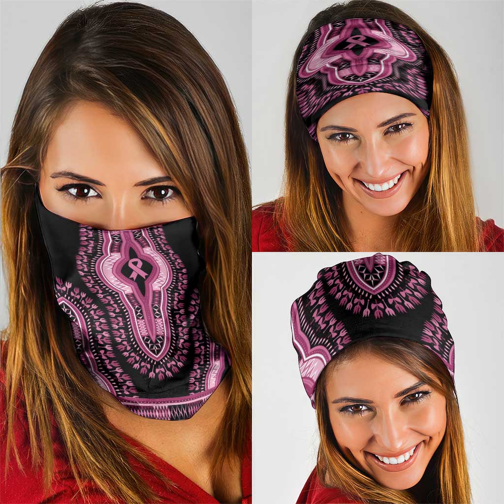 Breast Cancer Awareness Pink Ribbon Neck Gaiter Dashiki Style - Wonder Print Shop