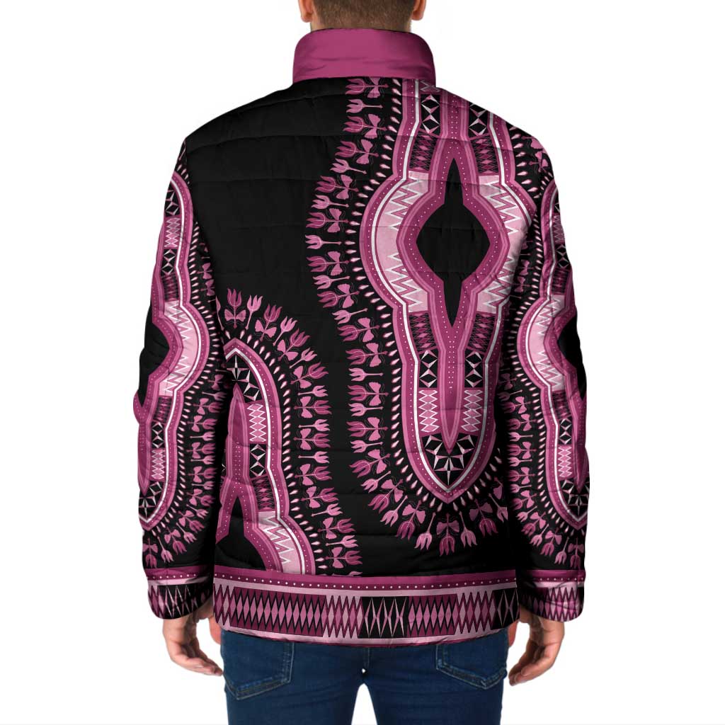 Breast Cancer Awareness Pink Ribbon Padded Jacket Dashiki Style - Wonder Print Shop