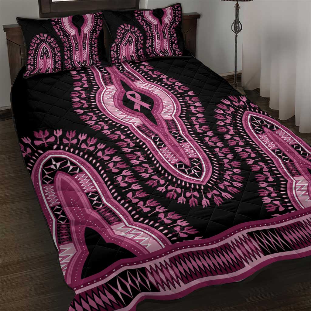 Breast Cancer Awareness Pink Ribbon Quilt Bed Set Dashiki Style - Wonder Print Shop