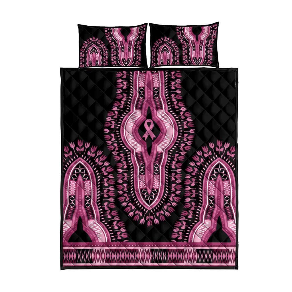 Breast Cancer Awareness Pink Ribbon Quilt Bed Set Dashiki Style - Wonder Print Shop