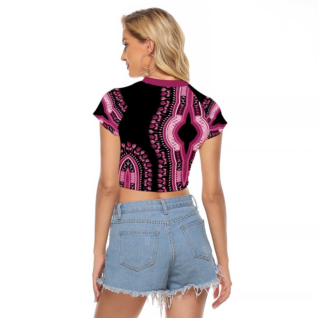 Breast Cancer Awareness Pink Ribbon Raglan Cropped T Shirt Dashiki Style - Wonder Print Shop