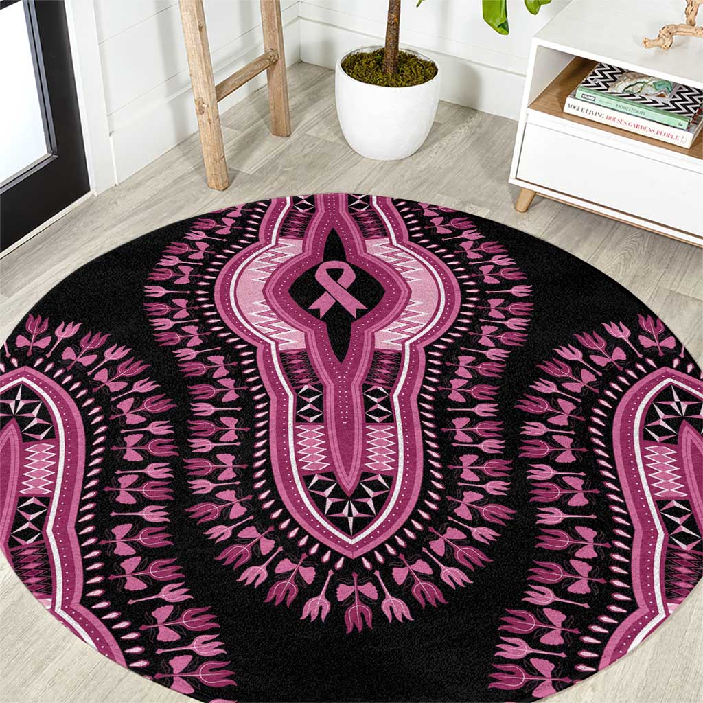 Breast Cancer Awareness Pink Ribbon Round Carpet Dashiki Style - Wonder Print Shop