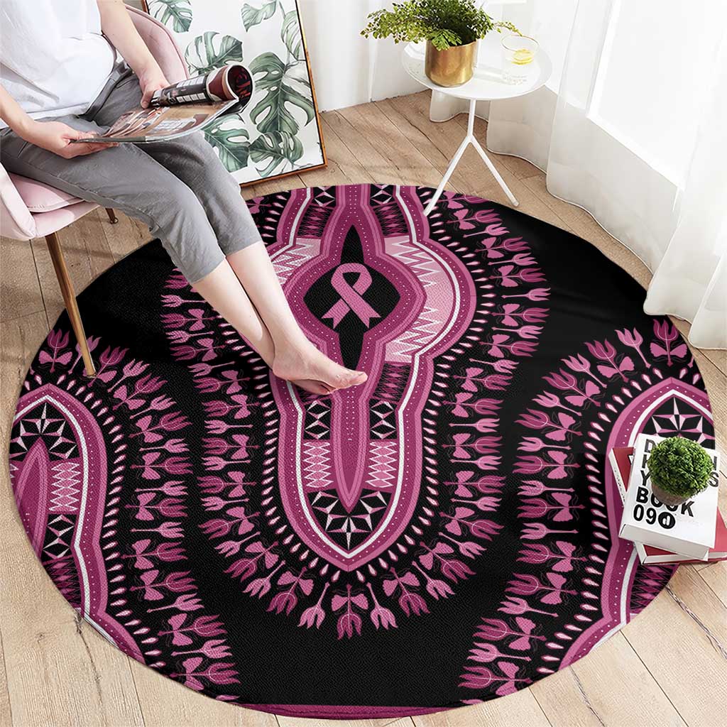 Breast Cancer Awareness Pink Ribbon Round Carpet Dashiki Style - Wonder Print Shop