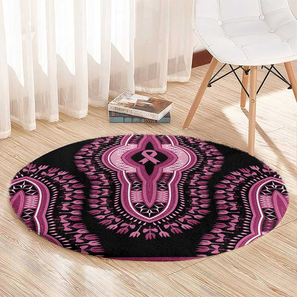 Breast Cancer Awareness Pink Ribbon Round Carpet Dashiki Style - Wonder Print Shop