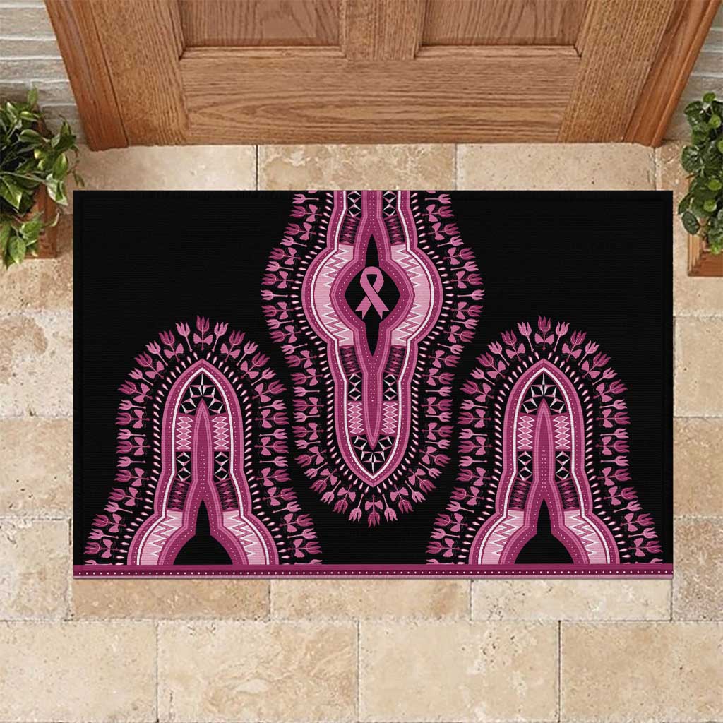 Breast Cancer Awareness Pink Ribbon Rubber Doormat Dashiki Style - Wonder Print Shop
