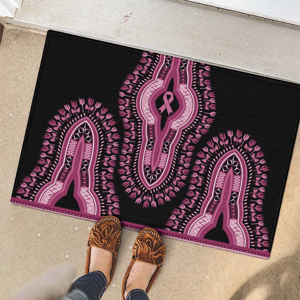 Breast Cancer Awareness Pink Ribbon Rubber Doormat Dashiki Style - Wonder Print Shop